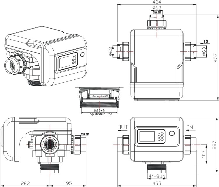 GL20T control valve dimensions